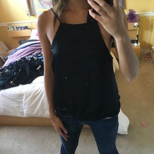 Black silk tank